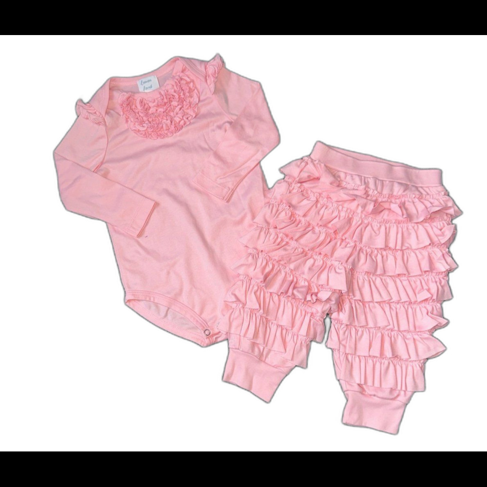 Lemon Loves Layette 2 Pc Pink Ruffled St 12-18 Months